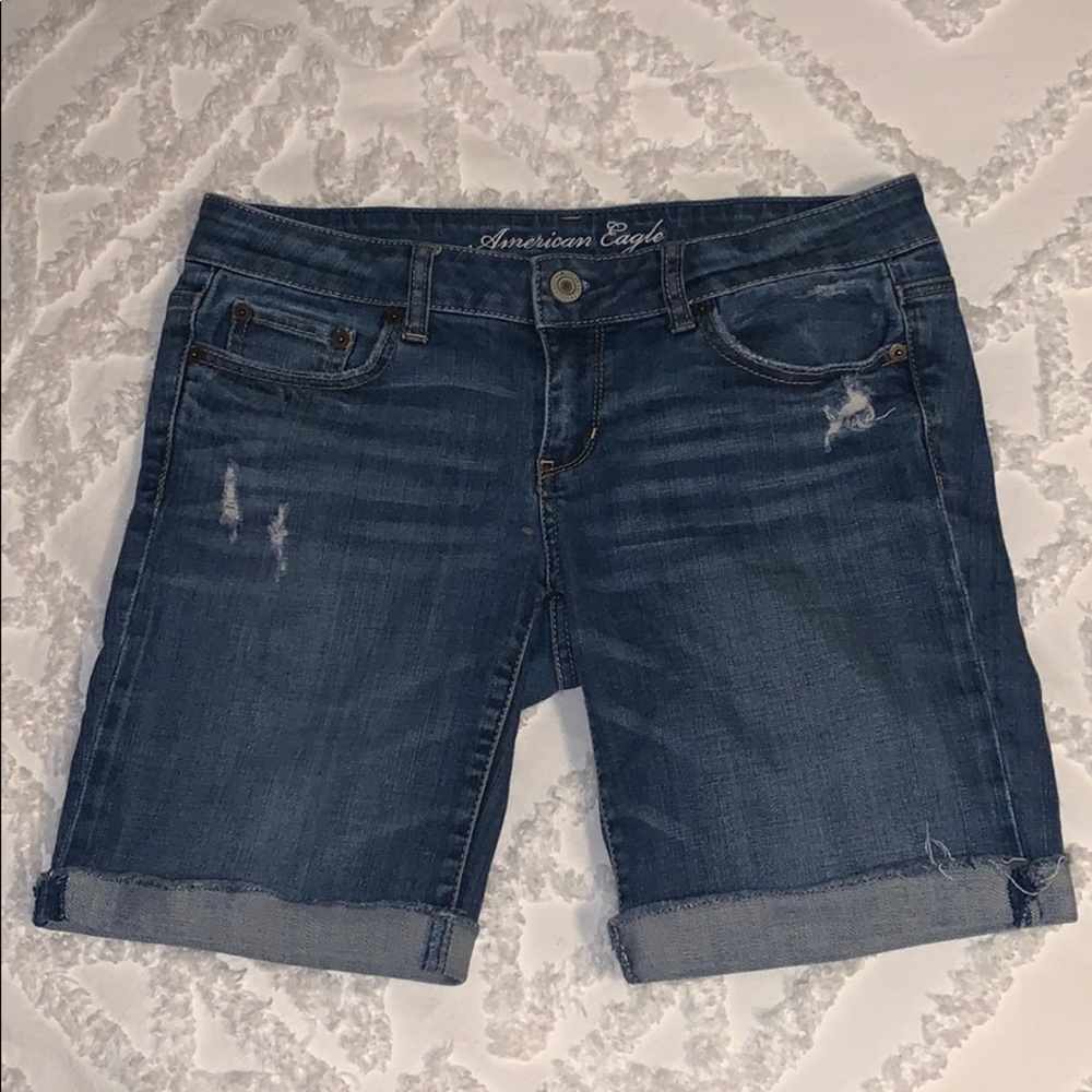 American eagle midi jean shorts